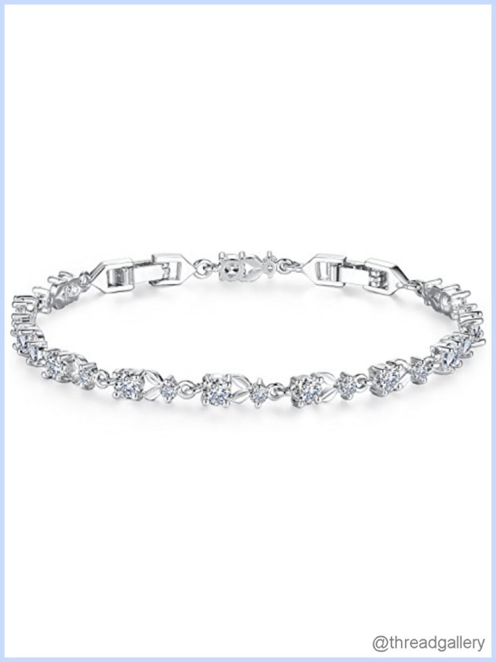 Tennis Bracelet for Women White Gold Plated Copper AAA Cubic Zirconia